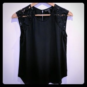 J.crew lace cap-sleeve top in black
